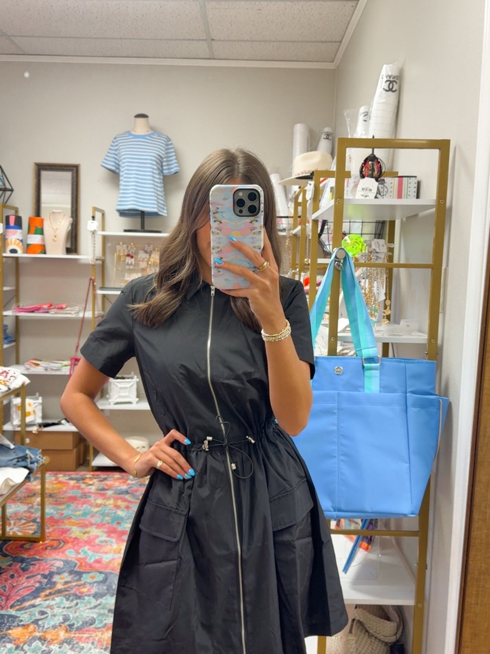 Karlie Solid Pocket Cinch Waist Dress